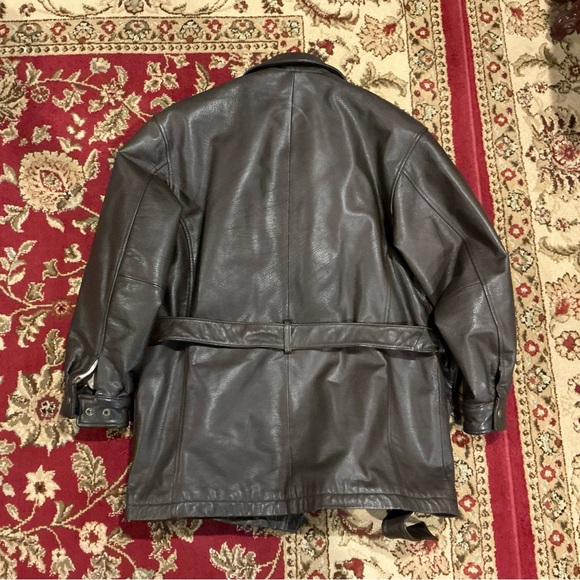 Vintage GIVERNY Men Size L Brown Soft Leather Long Sleeve Lined Jacket - Picture 3 of 3